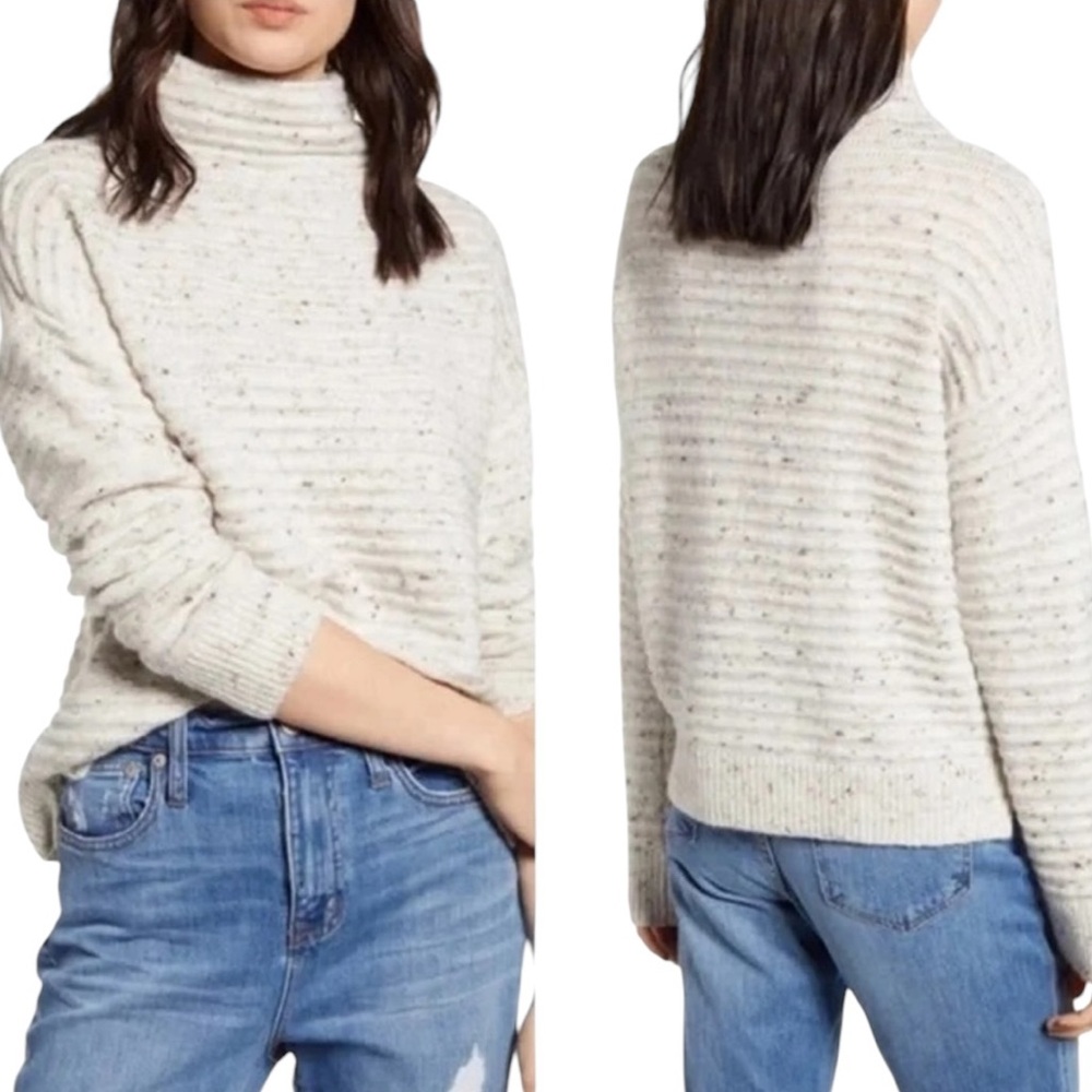 Madewell Donegal Belmont Mockneck Sweater Donegal Snow Coziest Yarn (F-1)